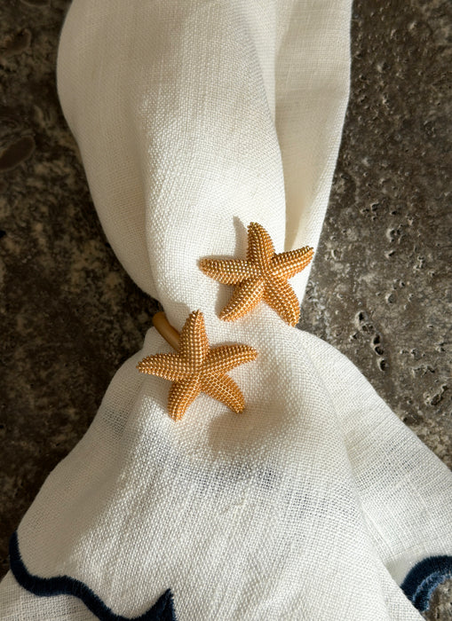 Gold Starfish Napkin Rings, set of 4